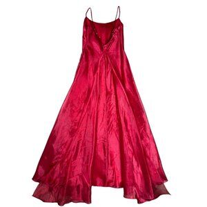 Jessica McClintock Gunne Sax Red Satin Beaded Gown Size 13
